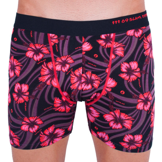 Boxershorts til mænd 69SLAM fit bamboo hibiscus red