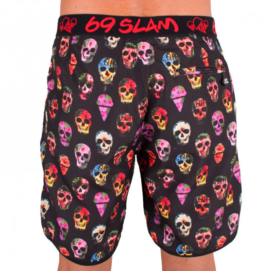 Badetøj til mænd 69SLAM Short Boardshort Medium hibiscus skull black