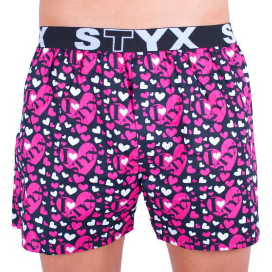 Boxershorts til mænd Styx art sportsgummi sorte hjerter (B556)