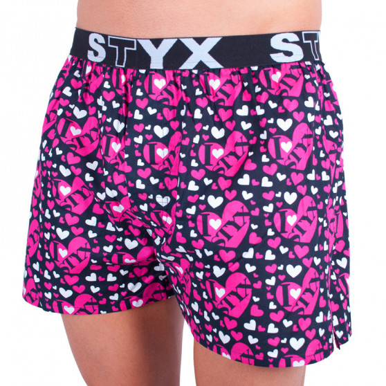 Boxershorts til mænd Styx art sportsgummi sorte hjerter (B556)