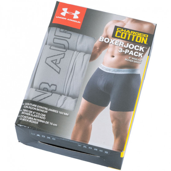 3PACK Boxershorts til mænd Under Armour grå (1277279 039)