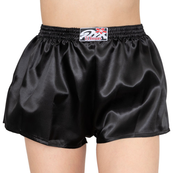 Dameshorts Styx klassisk gummi satin sort (L588)