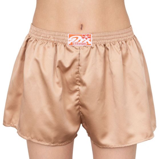 Dameshorts Styx satin klassisk elastik brun (L600)