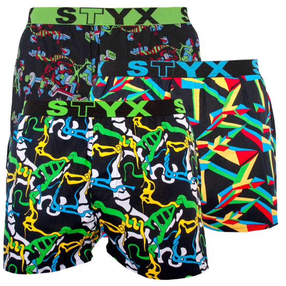 3PACK Boxershorts til mænd Styx sport elastik flerfarvet (B9565758)