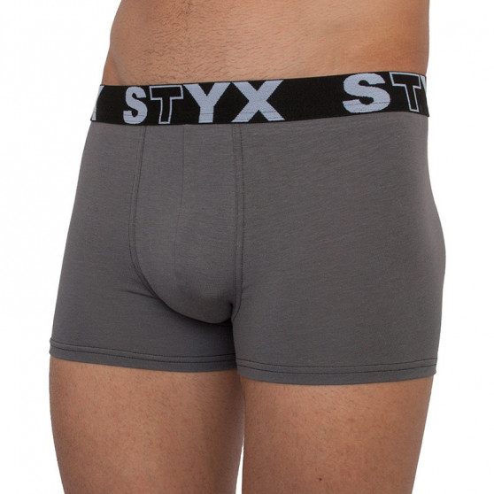 3PACK Boxershorts til mænd Styx sport gummi overstørrelse mørkegrå (R10636363)