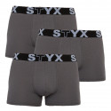 3PACK Boxershorts til mænd Styx sport gummi overstørrelse mørkegrå (R10636363)