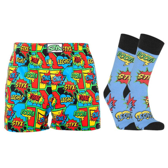 Boxershorts til mænd art klassisk gummi og sokker Styx boom (AH955)