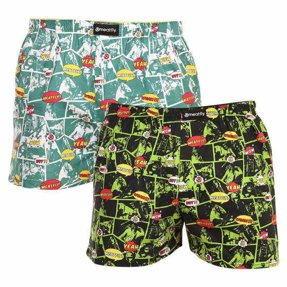 2PACK Boxershorts til mænd Meatfly flerfarvet (Agostino - green comics)