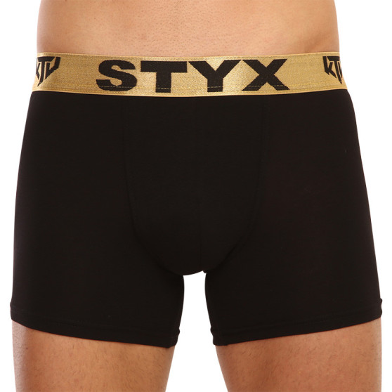 Boxershorts til mænd Styx / KTV lang sportselastik sort - guldelastik (UTZ960)