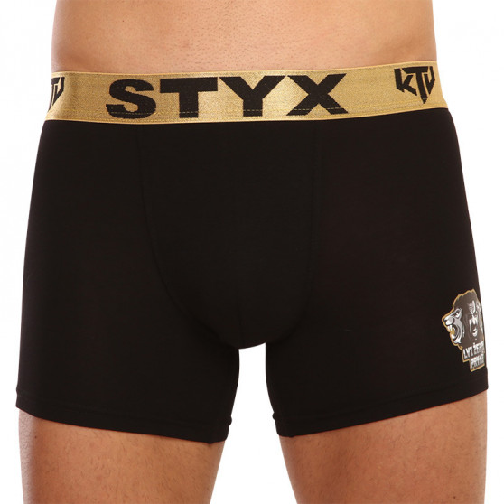 Boxershorts til mænd Styx / KTV lang sportselastik sort - guldelastik (UTZL960)