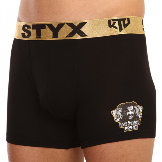 Boxershorts til mænd Styx / KTV lang sportselastik sort - guldelastik (UTZL960)