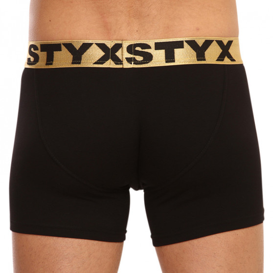 Boxershorts til mænd Styx / KTV lang sportselastik sort - guldelastik (UTZL960)