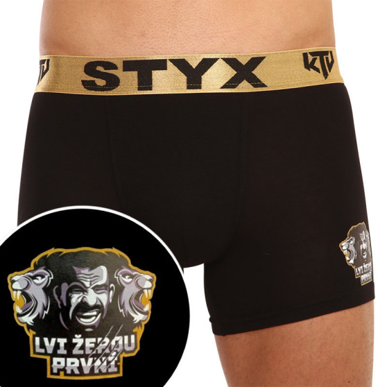 Boxershorts til mænd Styx / KTV lang sportselastik sort - guldelastik (UTZL960)