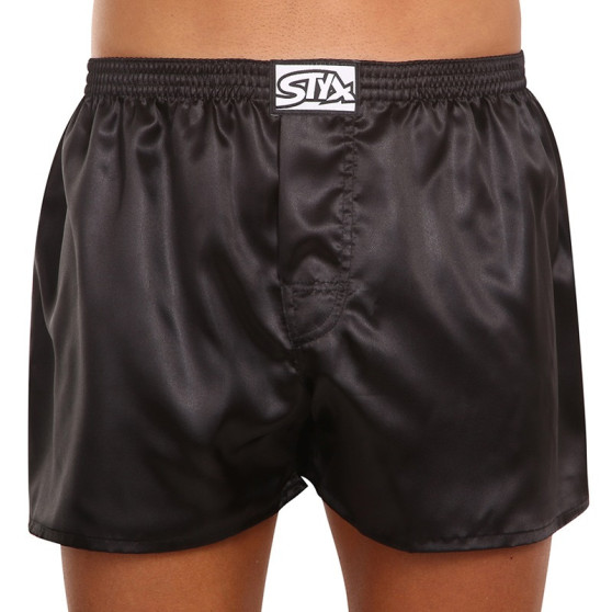 Boxershorts til mænd Styx klassisk gummi satin sort (C960)