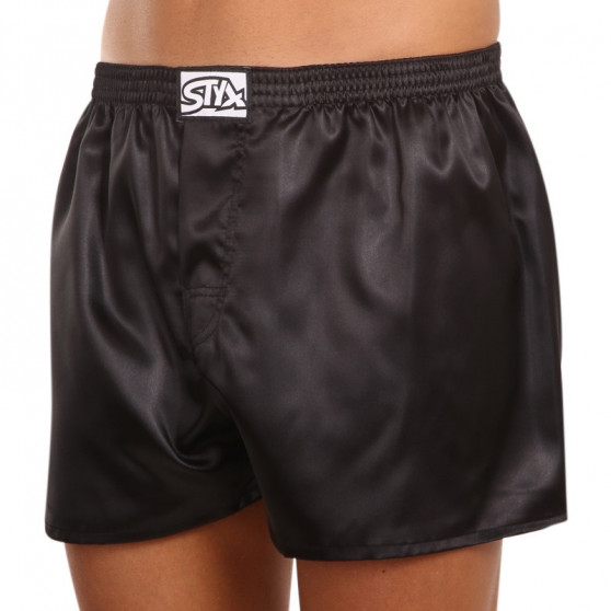 Boxershorts til mænd Styx klassisk gummi satin sort (C960)