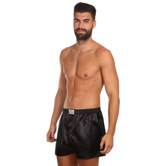 Boxershorts til mænd Styx klassisk gummi satin sort (C960)