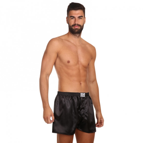 Boxershorts til mænd Styx klassisk gummi satin sort (C960)