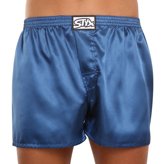 Boxershorts til mænd Styx klassisk gummi satin mørkeblå (C664)