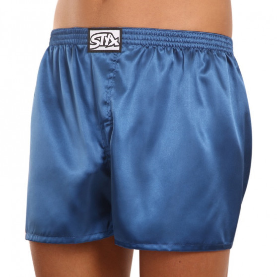 Boxershorts til mænd Styx klassisk gummi satin mørkeblå (C664)