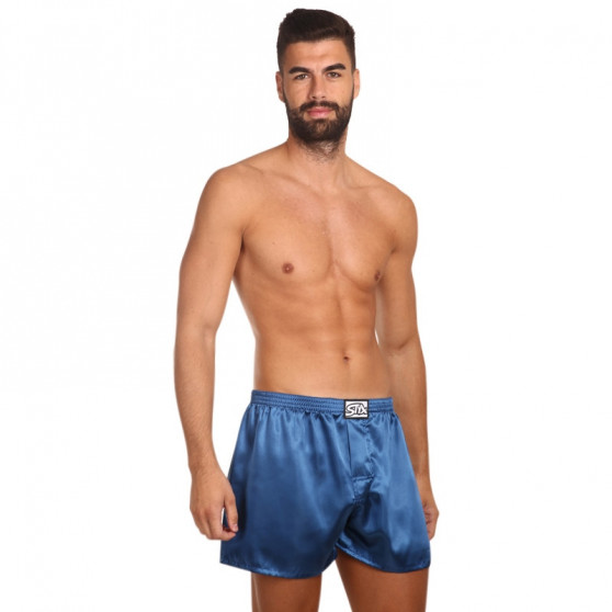 Boxershorts til mænd Styx klassisk gummi satin mørkeblå (C664)