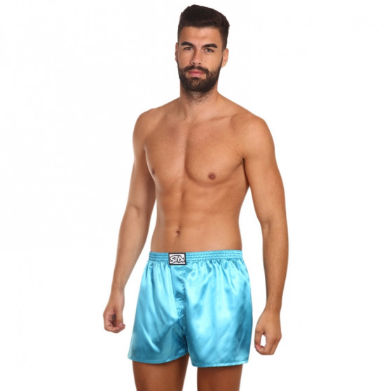 Boxershorts til mænd Styx klassisk gummi satin blue (C967)