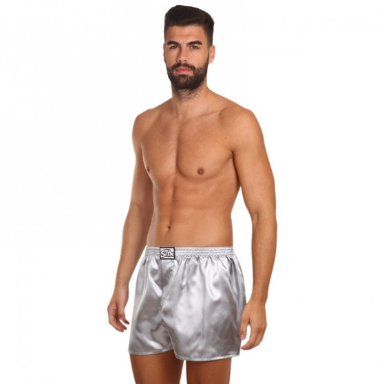 Boxershorts til mænd Styx klassisk gummi satin mørkegrå (C1063)