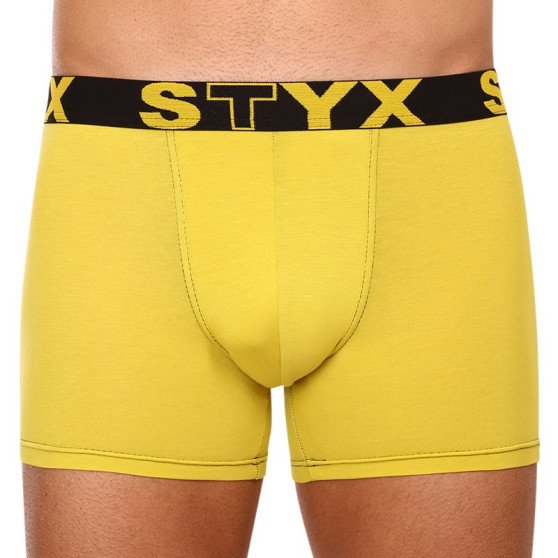 Boxershorts til mænd Styx lang sportselastik grøn og gul (U1065)