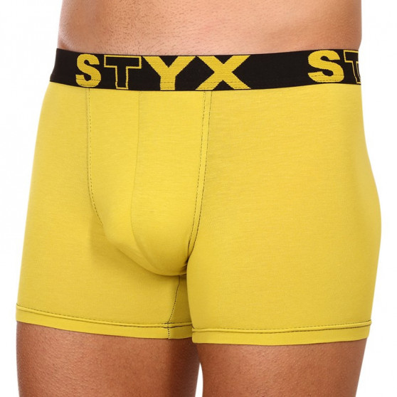 Boxershorts til mænd Styx lang sportselastik grøn og gul (U1065)