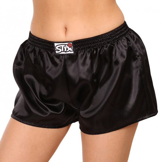 Dameshorts Styx klassisk gummi satin sort (L960)