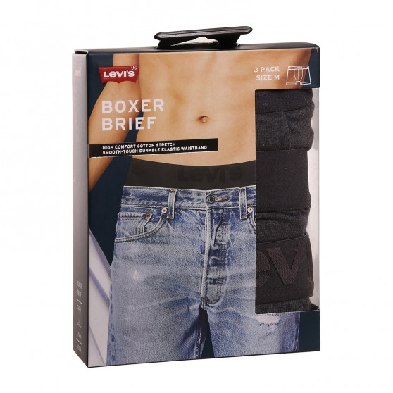 3PACK Boxershorts til mænd Levis grå (905045001 007)