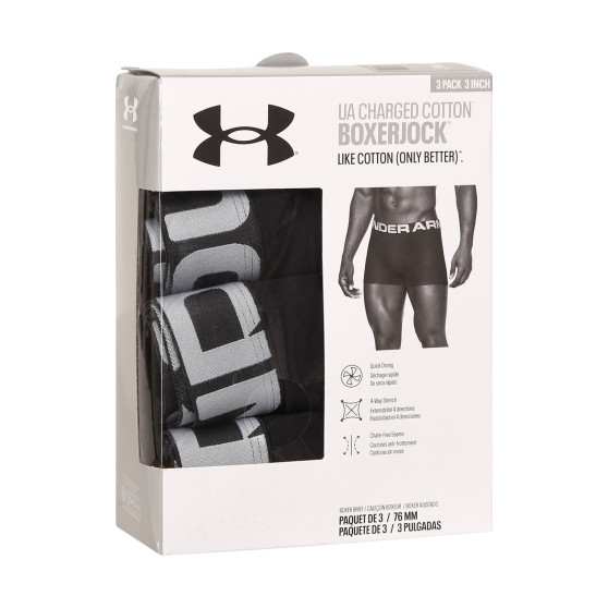 3PACK Boxershorts til mænd Under Armour sort (1363616 001)