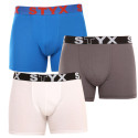 3PACK Boxershorts til mænd Styx lang sportselastik flerfarvet (3U10137)