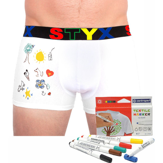 Boxershorts til mænd Styx sport gummi hvid + tekstilmarkører (GF1061)