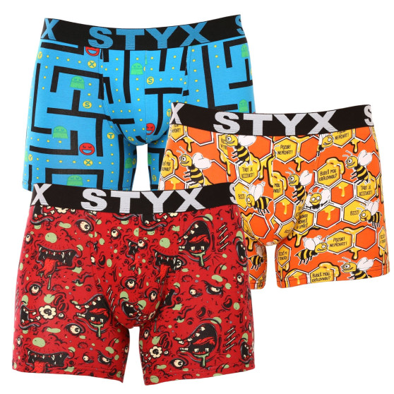 3PACK Boxershorts til mænd Styx lang kunst sport gummi flerfarvet (3U12914)