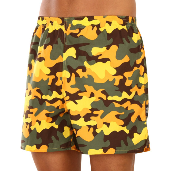 Hjemmeshorts til mænd med lommer Styx camouflage gul (D1559)