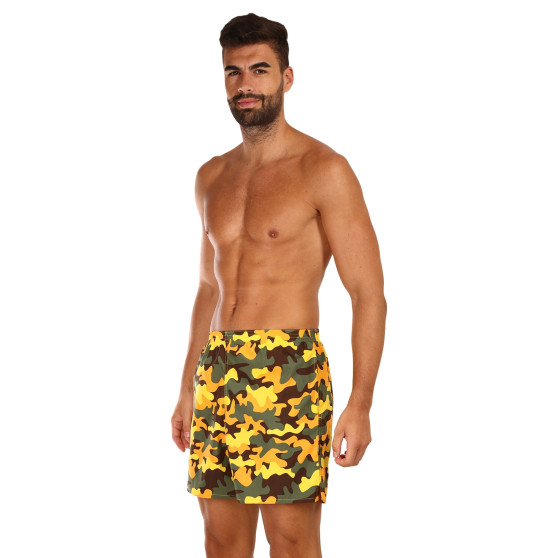 Hjemmeshorts til mænd med lommer Styx camouflage gul (D1559)