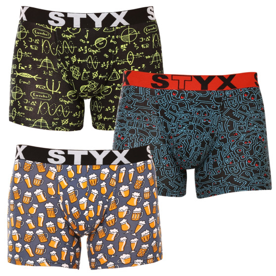 3PACK Boxershorts til mænd Styx lang kunst sport gummi flerfarvet (3U12672)