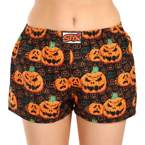 Shorts til kvinder Styx art klassisk gummi Halloween græskar (K1755)