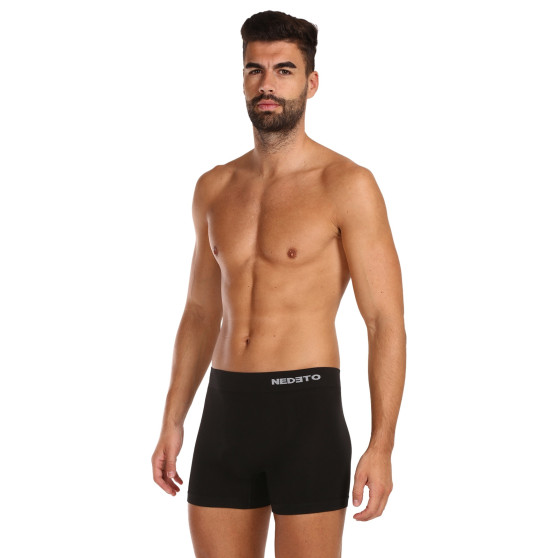 5PACK Boxershorts til mænd Nedeto sømløs bambus sort (5NDTB001S)