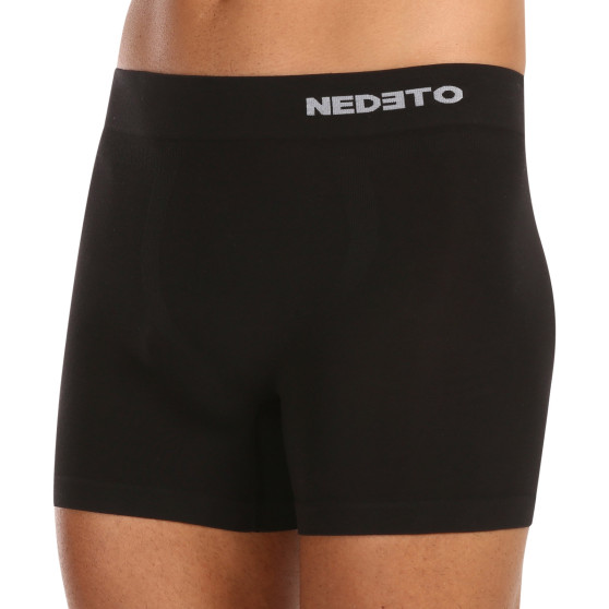 5PACK Boxershorts til mænd Nedeto sømløs bambus sort (5NDTB001S)