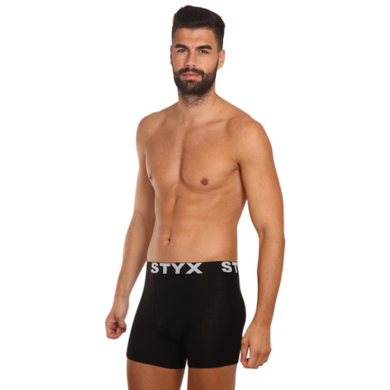 3PACK Boxershorts til mænd Styx lang sport gummi sort (3U960)