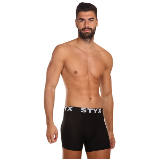 3PACK Boxershorts til mænd Styx lang sport gummi sort (3U960)