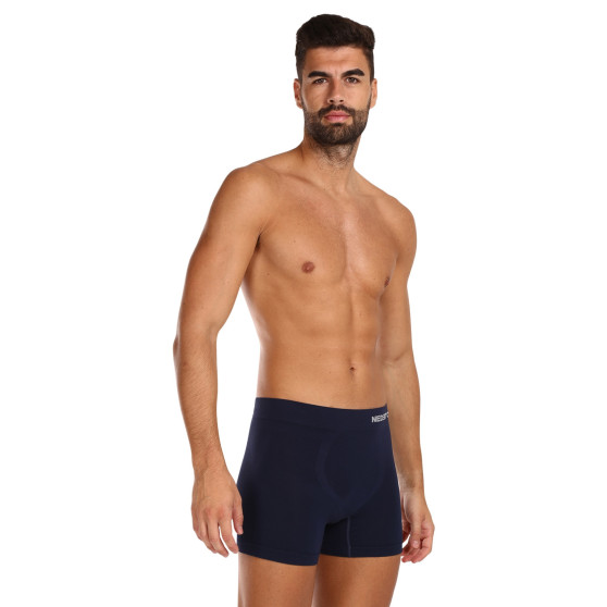 5PACK Boxershorts til mænd Nedeto sømløs bambus blå (5NDTB002S)