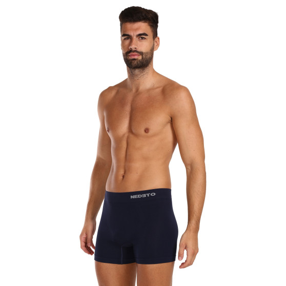 5PACK Boxershorts til mænd Nedeto sømløs bambus blå (5NDTB002S)