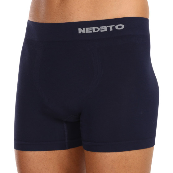 5PACK Boxershorts til mænd Nedeto sømløs bambus blå (5NDTB002S)