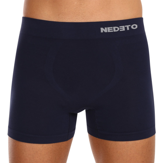 5PACK Boxershorts til mænd Nedeto sømløs bambus blå (5NDTB002S)