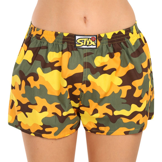 Dameshorts Styx art klassisk gummi camouflage yellow (K1559)