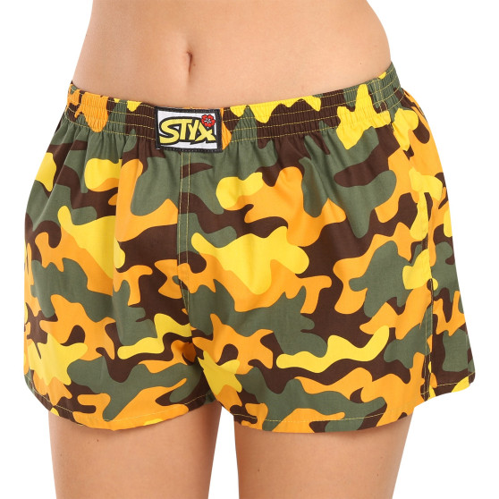 Dameshorts Styx art klassisk gummi camouflage yellow (K1559)