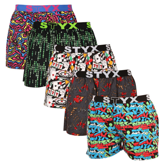 5PACK Boxershorts til mænd Styx art sports gummi flerfarvet (5B1125023)