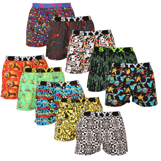 10PACK Boxershorts til mænd Styx art sports gummi flerfarvet (10B112509501234)